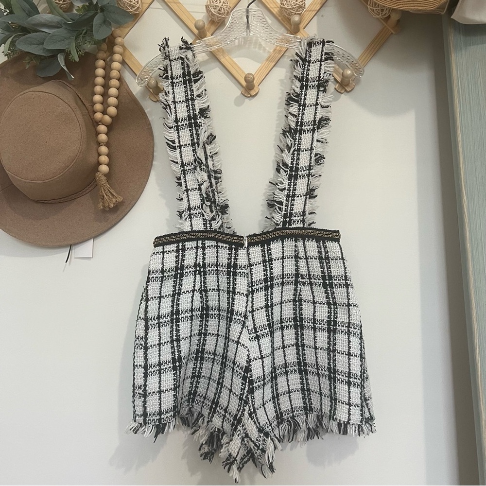 Glamaker Black and White Plaid Romper - Picture 4 of 15